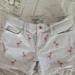 Abercrombie Kids White Shorts with Pink Flamingos